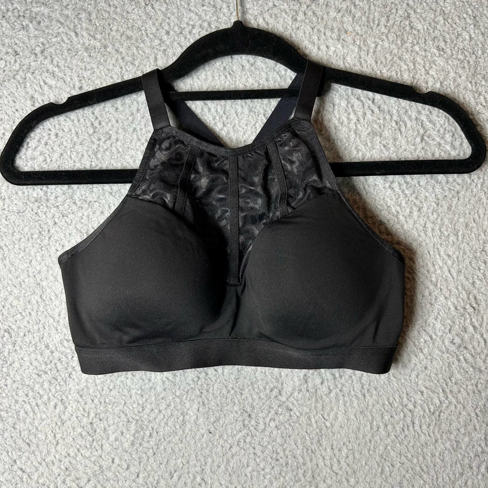Victoria's Secret Bra Womens 34B Black Halter Lace Wireless Sports Bra‎